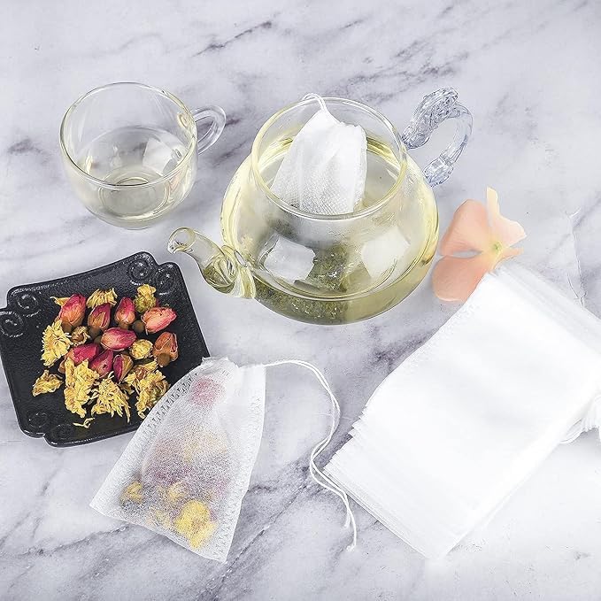 100pcs Transparent White Disposable Tea Filter Bags – Empty Tea Bags for Loose Leaf Tea, Herbal Tea, Coffee, and More (5x7cm) - Flymaster ShopFlymaster ShopRKT - Tea Bags 100