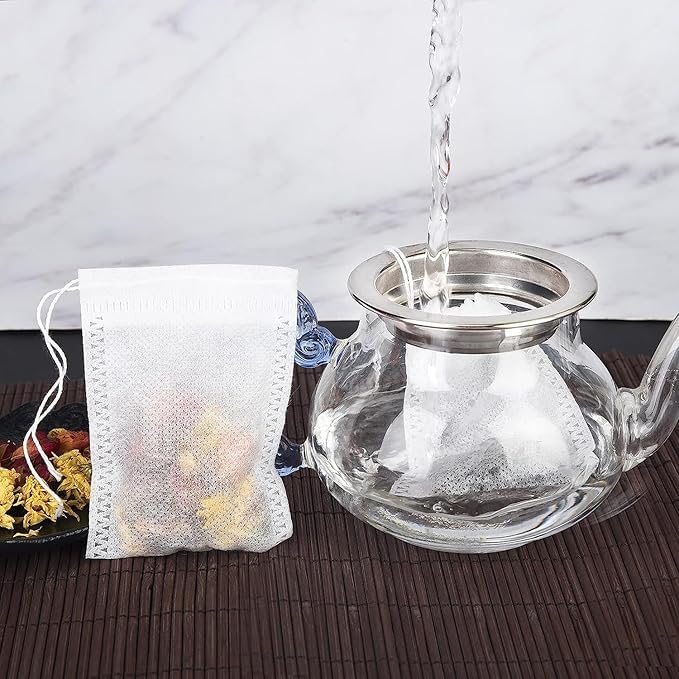 100pcs Transparent White Disposable Tea Filter Bags – Empty Tea Bags for Loose Leaf Tea, Herbal Tea, Coffee, and More (5x7cm) - Flymaster ShopFlymaster ShopRKT - Tea Bags 100