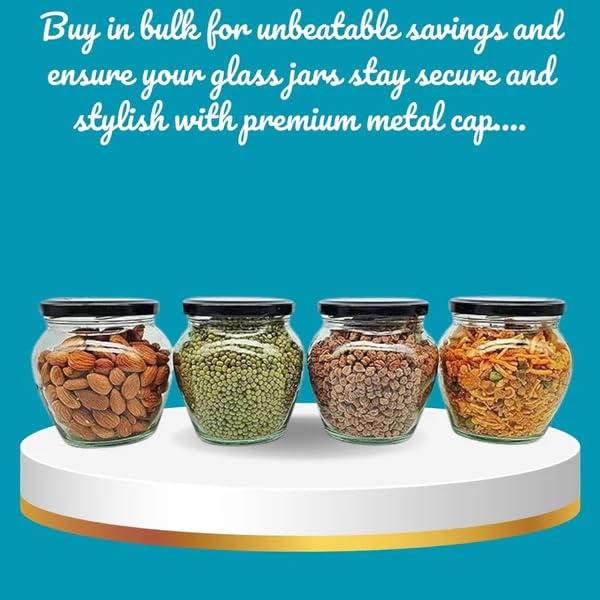 etal Storage Jar Lids, 82mm Black Airtight Caps for Glass Jars and Bottles, Pack of 6 (Only 6 Pcs Iid/Cap, Jars not included)