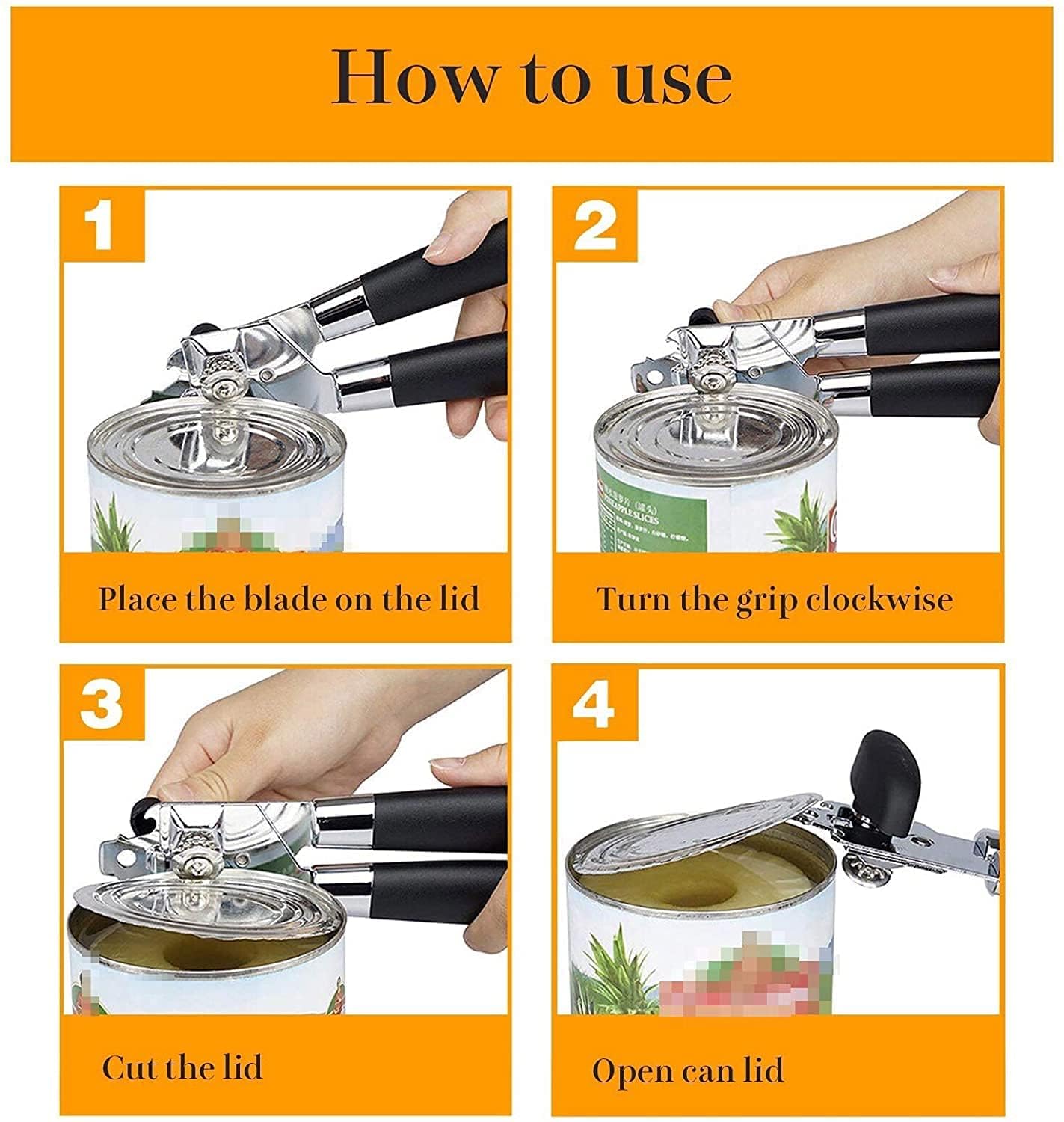 Universal CAN Opener/TIN Opener Stainless Steel 18 cm Multipurpose Opener for Cans and Tins for Household, Camping, and Parties, Black (Modern) - Flymaster Shop