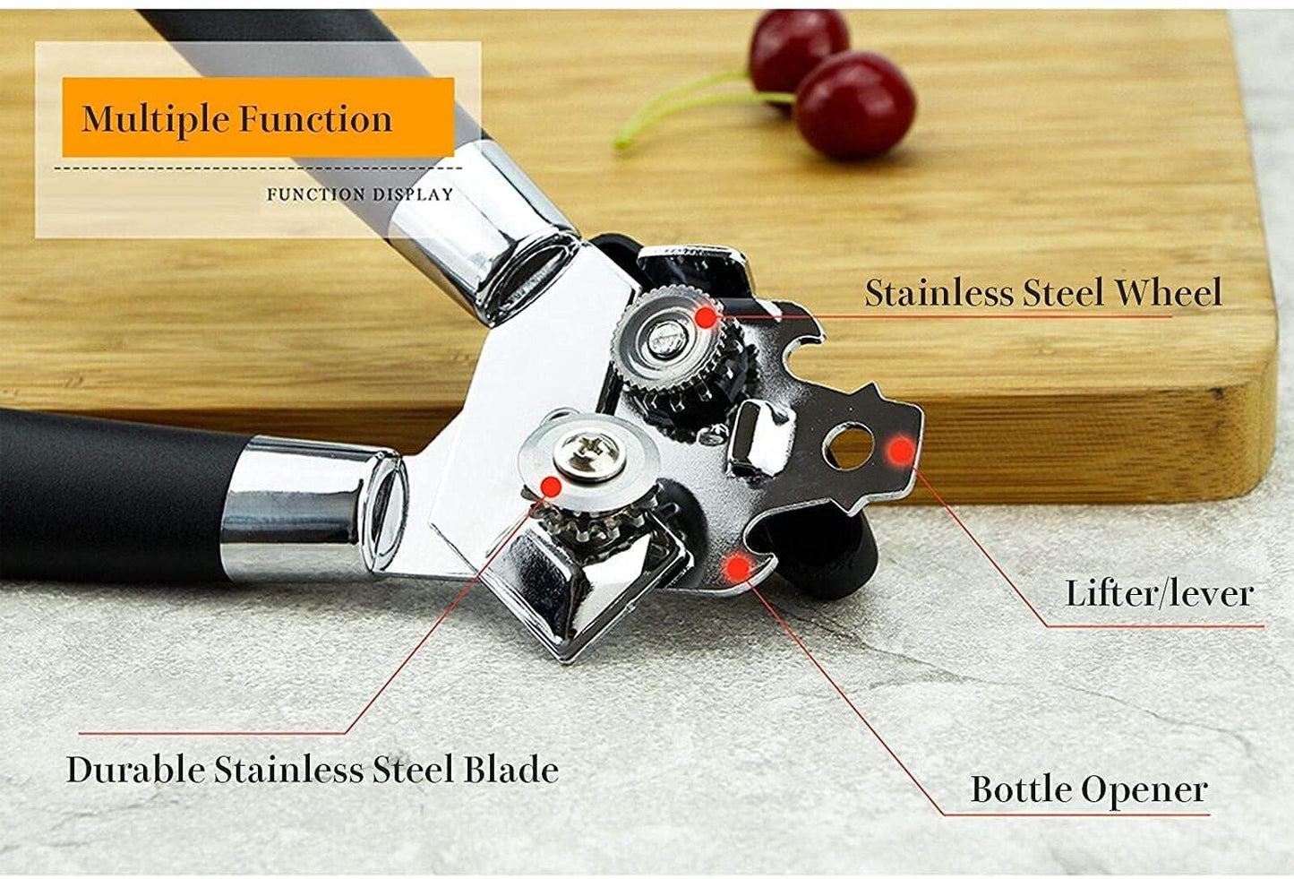 Universal CAN Opener/TIN Opener Stainless Steel 18 cm Multipurpose Opener for Cans and Tins for Household, Camping, and Parties, Black (Modern) - Flymaster Shop