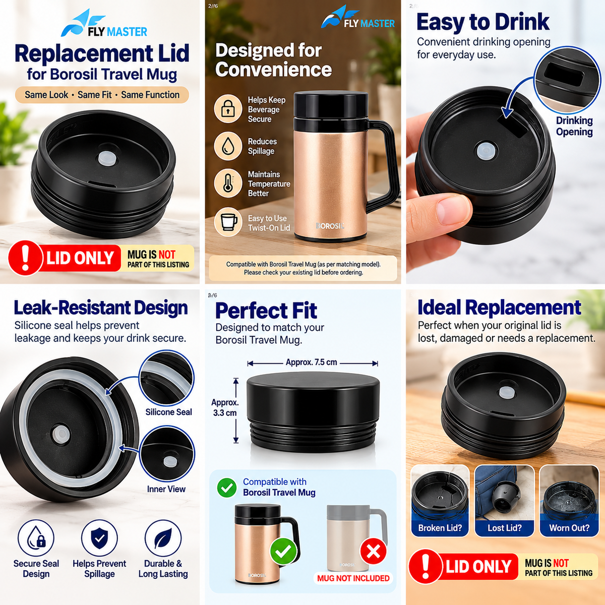 Borosil EasyGo Insulated Travel Mug – 410ml Stainless Steel Coffee Mug with Lid (Hot & Cold)