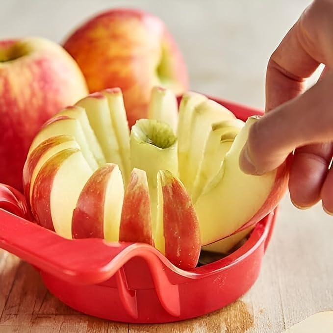 Apple Slicer, Corer, Cutter, Divider with 8 Stainless Steel Sharp Blades,Premium Dainty Gadget for Apples and More, Green (Model-2) - Flymaster Shop