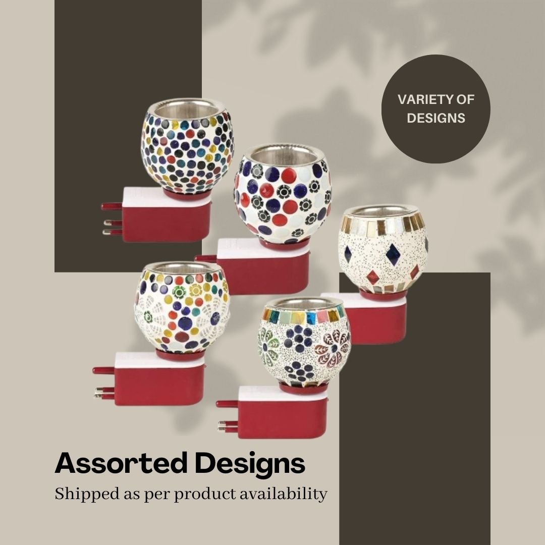 Ceramic Aroma Diffuser & Kapoor Dani with Night Light | Essential Oil and Camphor Burner with Easy On/Off Function for Fragrance and Relaxation Pack of 1. - Flymaster Shop