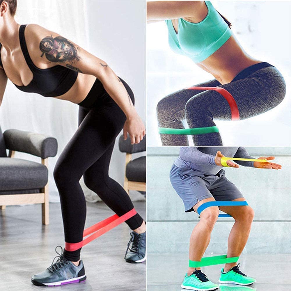Device Resistance Loop Exercise Bands for Squats, HIPS, Legs, Butt, Glutes and Heavy Workouts Physical Therapy, Rehab, Stretching, Home Fitness (Set of 5)(Material: Natural Latex) - Flymaster Shop