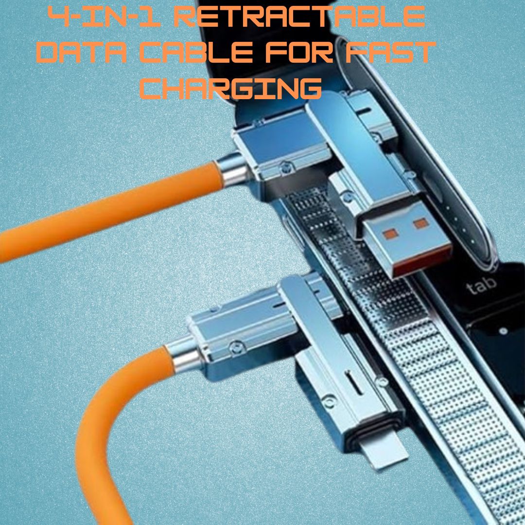 Flymaster 4-in-1 Retractable Fast Charging Cable | USB-C, iOS, Micro USB Compatible | Portable Travel Charger - Flymaster Shop