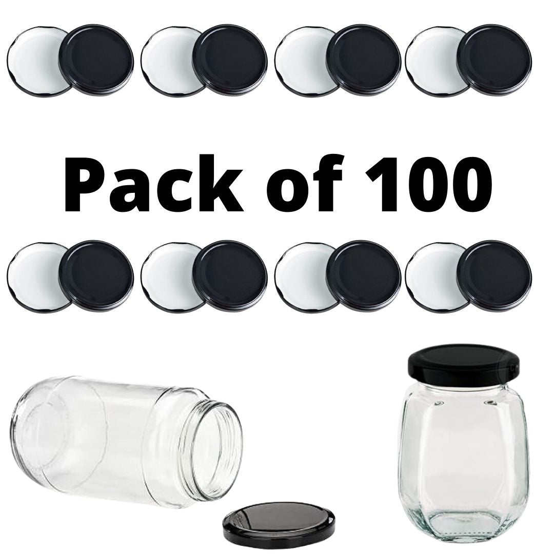 Glass Jars Air-Tight Black Metal Caps – Stylish Storage for Pantry, Spices, and More (82mm), Metal Lid for Glass jar/Bottles. - Flymaster Shop