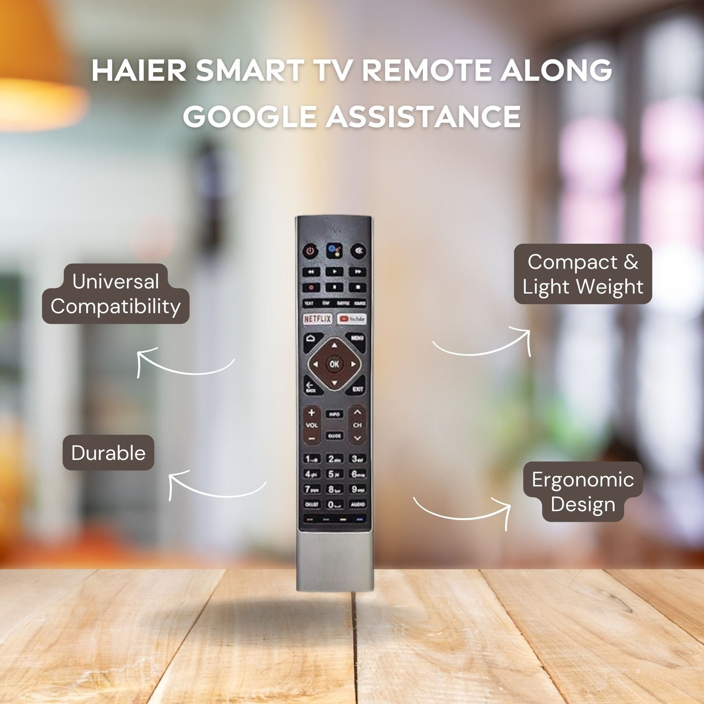 Haier TV Remote HTR-U27E | Google Assistant, Bluetooth Voice Command, Netflix & YouTube. - Flymaster Shop