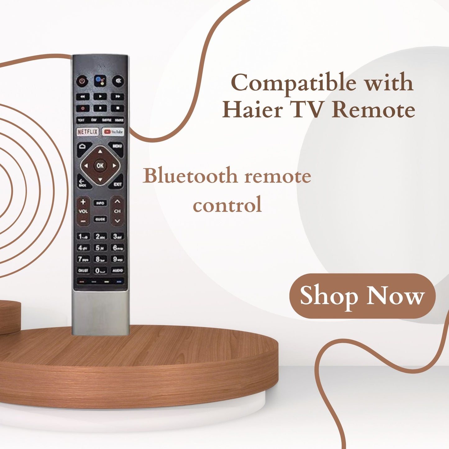 Haier TV Remote HTR-U27E | Google Assistant, Bluetooth Voice Command, Netflix & YouTube. - Flymaster Shop