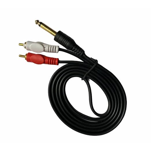 Male to Male 6.35mm Jack to 2RCA | Audio Cable | Connects Home Theatre, DVD, Speaker, Headphone, Mixer, Amplifier, Guitar, Karaoke System - 1.3 Meters (4.3 Feet) - Flymaster Shop