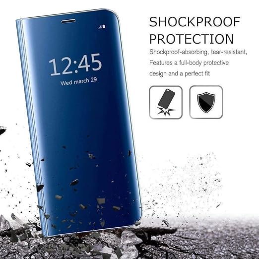 Oppo Reno 6 5G Clear View Electroplate Mirror Protective Leather Flip Cover with Glass - Premium, Stylish, and Durable Case for Ultimate Protection and Functionality. - Flymaster Shop