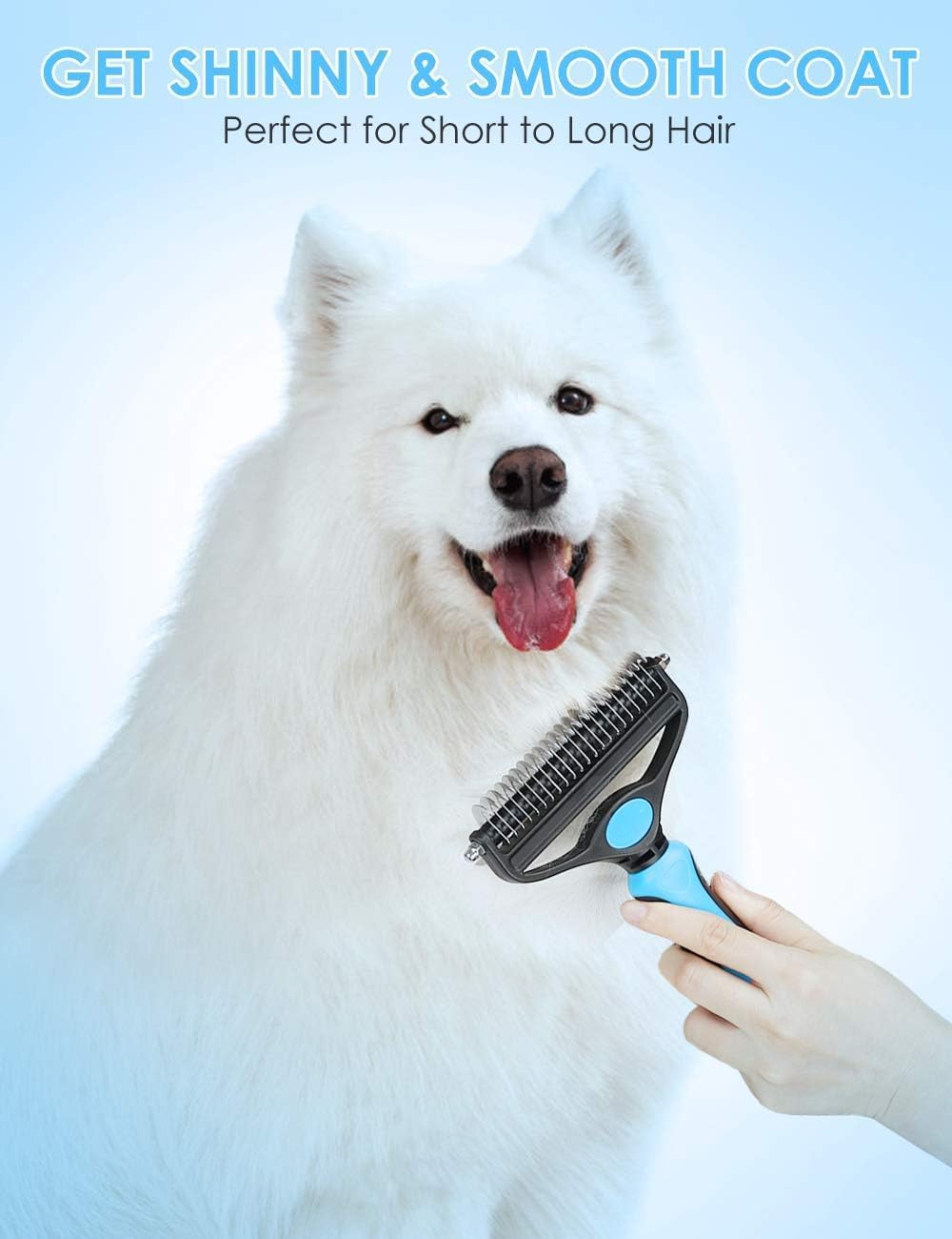 Pet Grooming Brush for Dogs/Cats, 2 in 1 Deshedding Tool & Undercoat Rake Dematting Comb for Mats & Tangles Removing, Reduces Shedding by up to 95%, Great for Short to Long Hair Small Large Breeds - Flymaster Shop