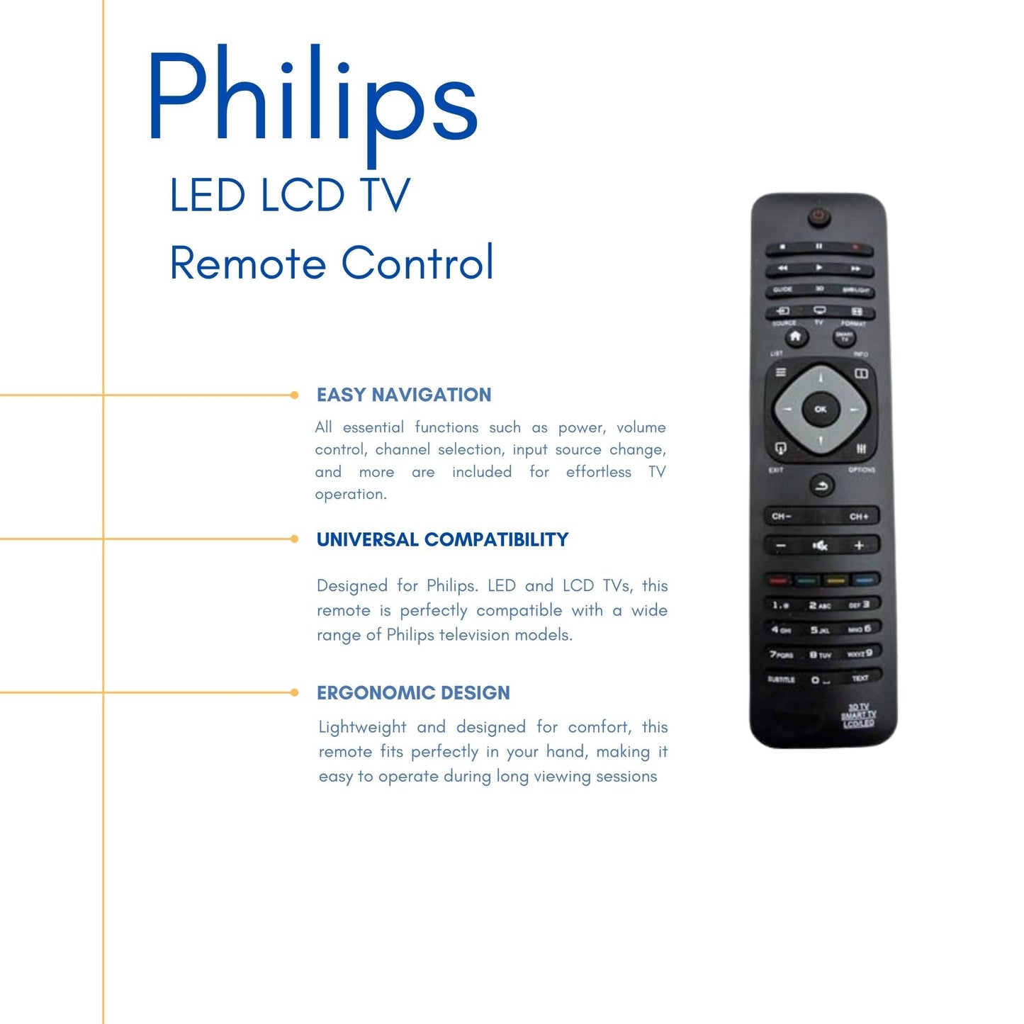 Philips LCD/LED TV Universal Remote – Easy-to-Use, Compatible with Multiple Models. - Flymaster Shop