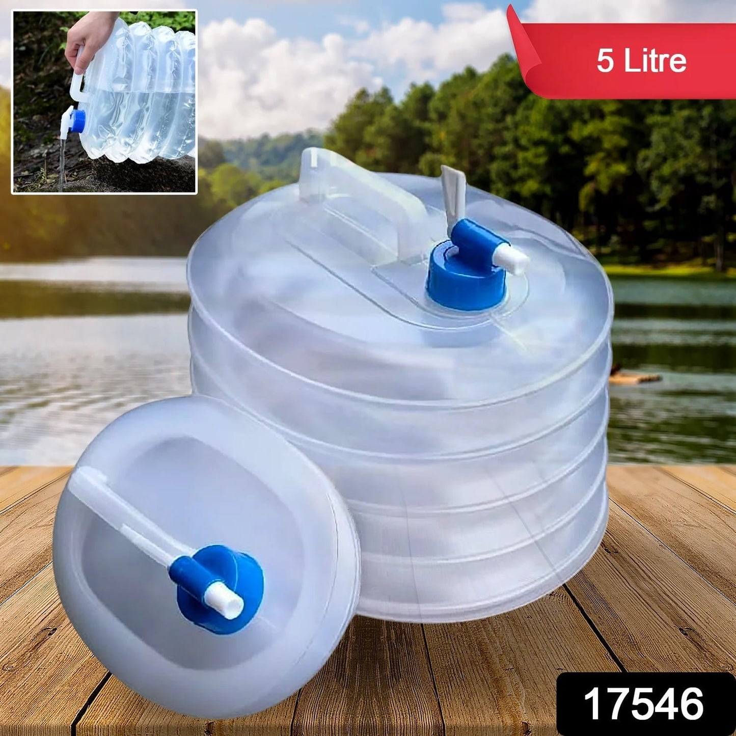 Portable 5L collapsible water container with spigot – ideal for camping, BBQs, hiking, and outdoor activities. Space-saving and leak-proof. Pack of 1. - Flymaster Shop