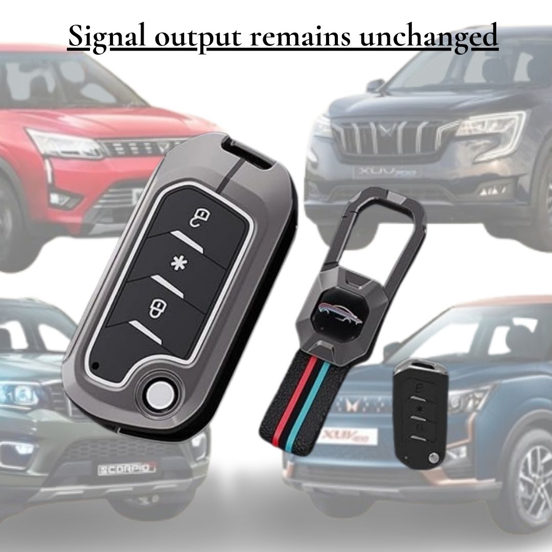 Premium Alloy Metal Key Cover for Mahindra Scorpio N, XUV300, XUV700, Thar, Bolero, Marazzo, XUV400 EV – 3-Button Flip Key Protection - Flymaster Shop