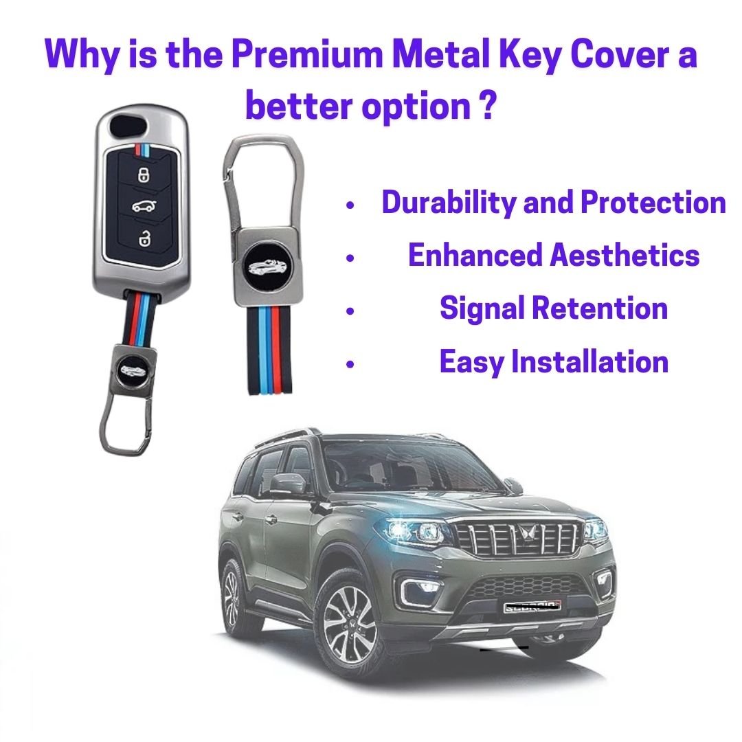 Premium Alloy Metal Key Cover for Mahindra Scorpio N, XUV300, XUV700, Thar, Bolero, Marazzo, XUV400 EV – 3-Button Flip Key Protection - Flymaster Shop