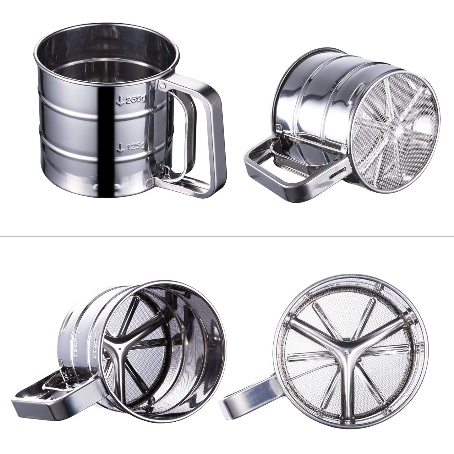 Premium Stainless Steel Flour Sifter for Baking - Durable Mesh Sieve Kitchen Tool with Comfortable Handle - Ideal for Powdering Sugar, Cocoa, and More - Flymaster Shop