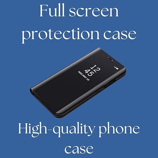 Realme Narzo 30A Clear View Electroplate Mirror Flip Case with Protective Glass Cover - Stylish Polycarbonate Design for Ultimate Protection (Black) - Flymaster Shop