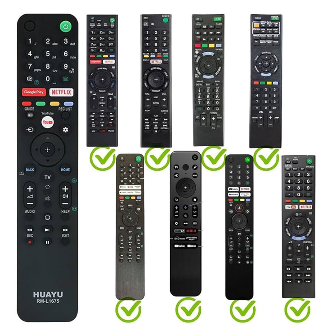 RM-L1675 Universal Remote for Sony Smart TVs – Netflix, YouTube, Google Play Hot Keys | No Voice | 4K UHD, OLED, LED Compatible - Flymaster Shop