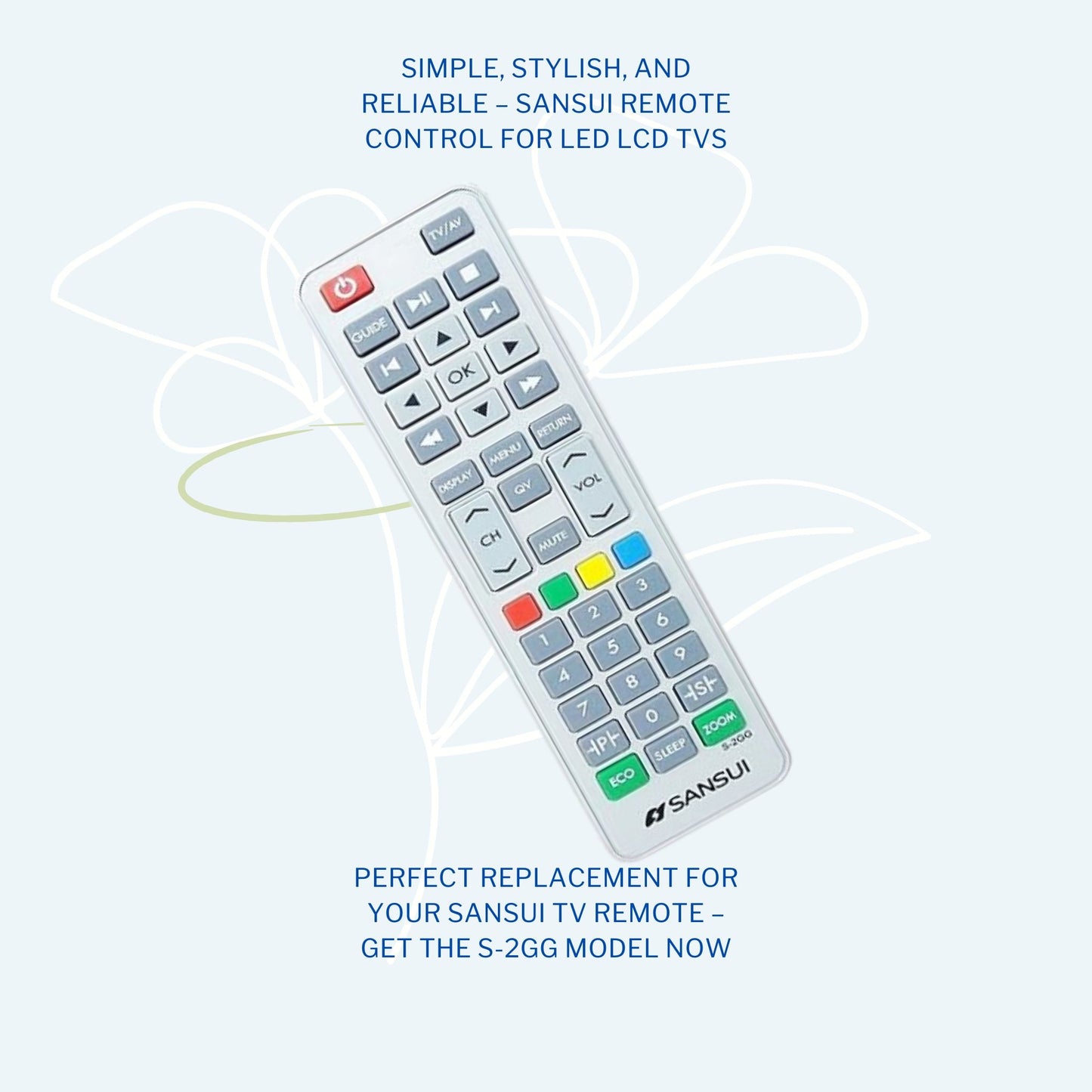 Sansui TV Remote Control S-2Gg – Perfect Replacement for LED & LCD Models. - Flymaster Shop