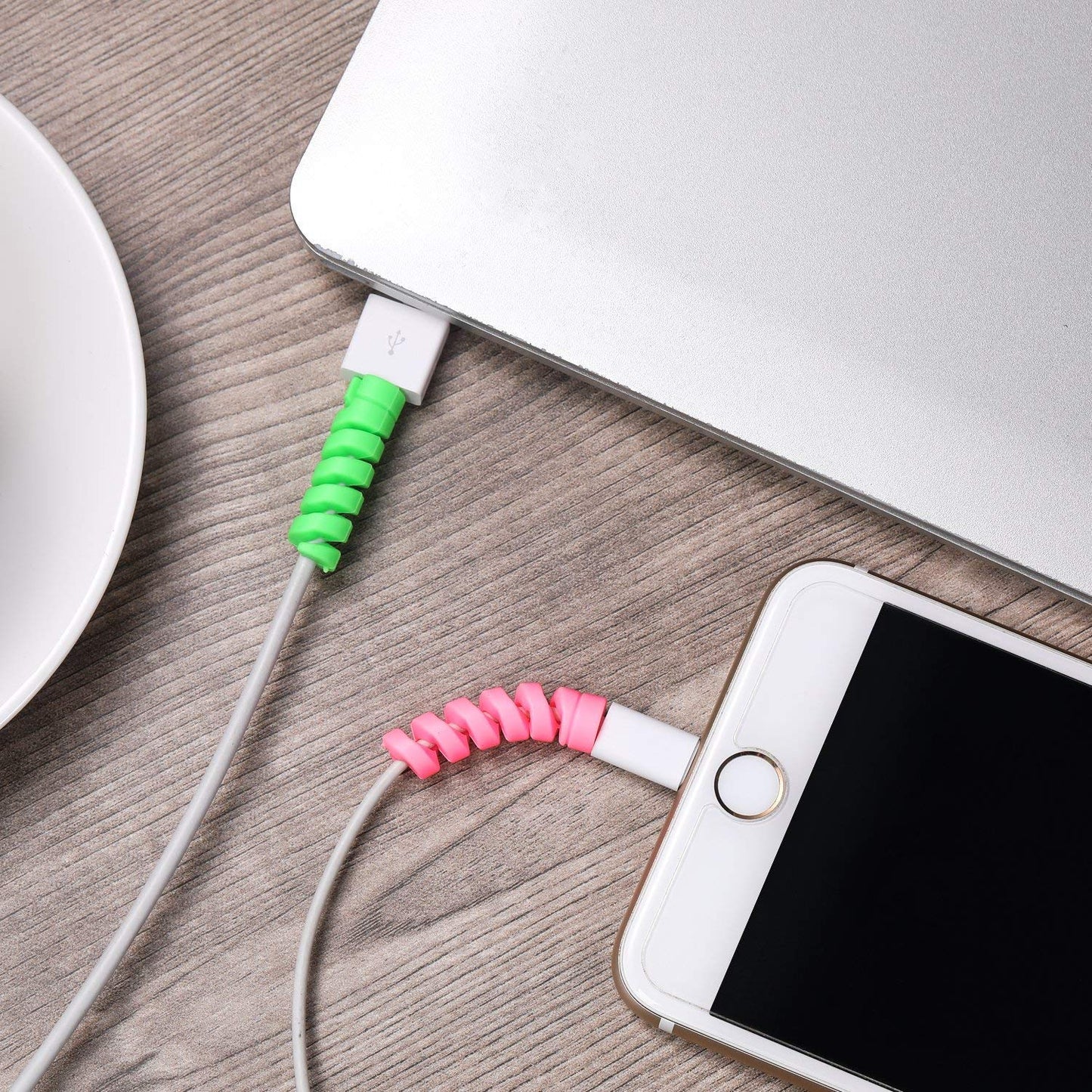Set of 5 Spiral Cable Protectors, Charging and Data Cables, Earphone Cable Cover | Electronics Accessories | Protects and Organizes Cables, Durable and Flexible Design - Flymaster Shop