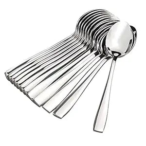 Stainless Steel Dinner Spoon/Table Spoon Set (Medium, Set of 12) – Durable and Elegant Teaspoons for Daily Use - Flymaster Shop