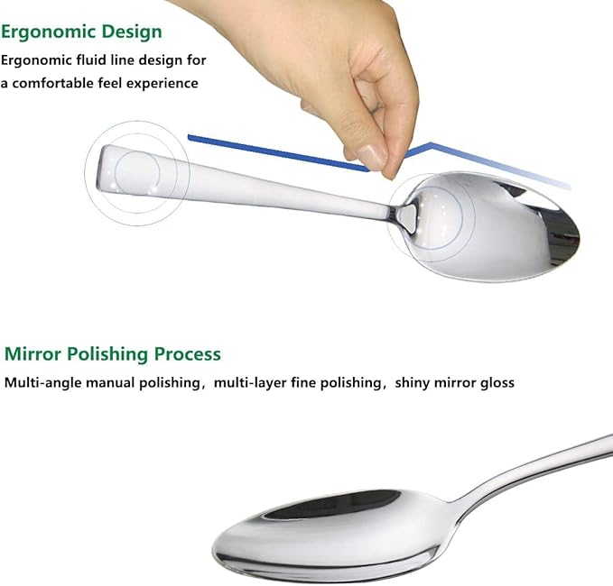 Stainless Steel Dinner Spoon/Table Spoon Set (Medium, Set of 12) – Durable and Elegant Teaspoons for Daily Use - Flymaster Shop