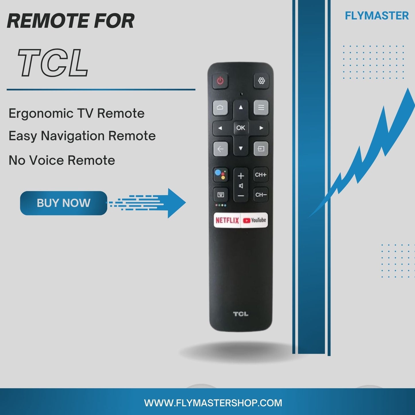TCL Smart HD TV Remote Control | Universal Compatibility, No Voice Function - Flymaster Shop