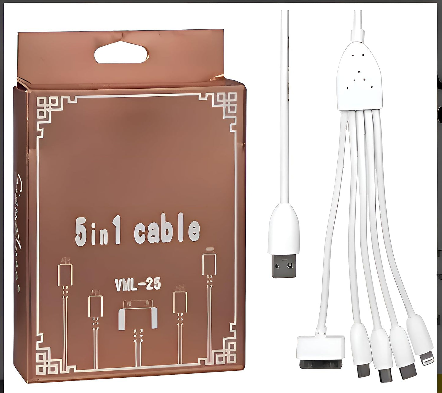 Universal Compact 5-in-1 | Charging Cable | Android/Windows Devices, iPhones/iPads and features Micro-USB, Mini-USB, and iOS 30-Pin - Flymaster Shop