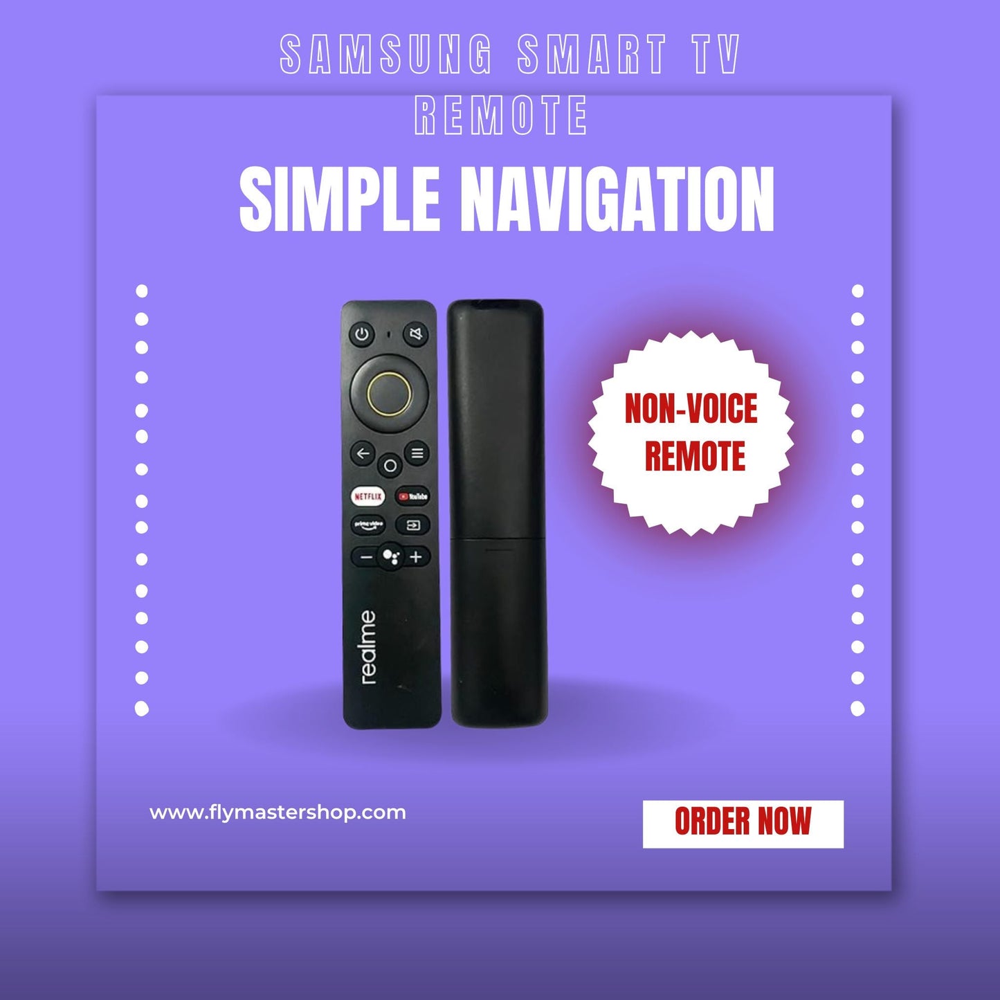 Universal Remote Control for Samsung TVs | Compatible with LED, QLED, UHD, 4K, 8K, Smart TV & More | Netflix & Smart Features. - Flymaster Shop