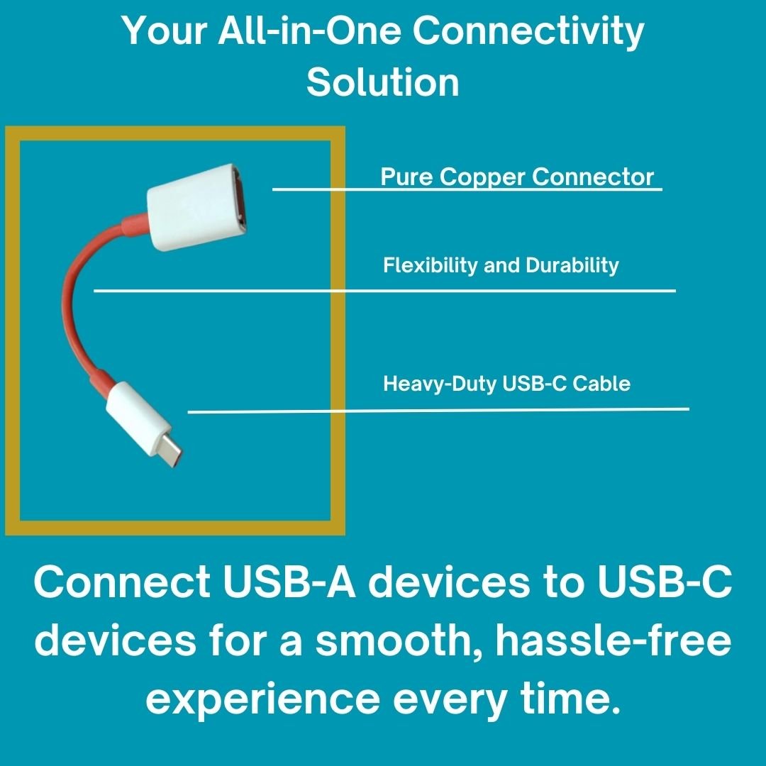USB 3.0 to Type-C OTG Cable Adapter – High-Speed Data Transfer, Charging, and File Sharing – Durable Male to Female Connector (White & Red) - Flymaster Shop