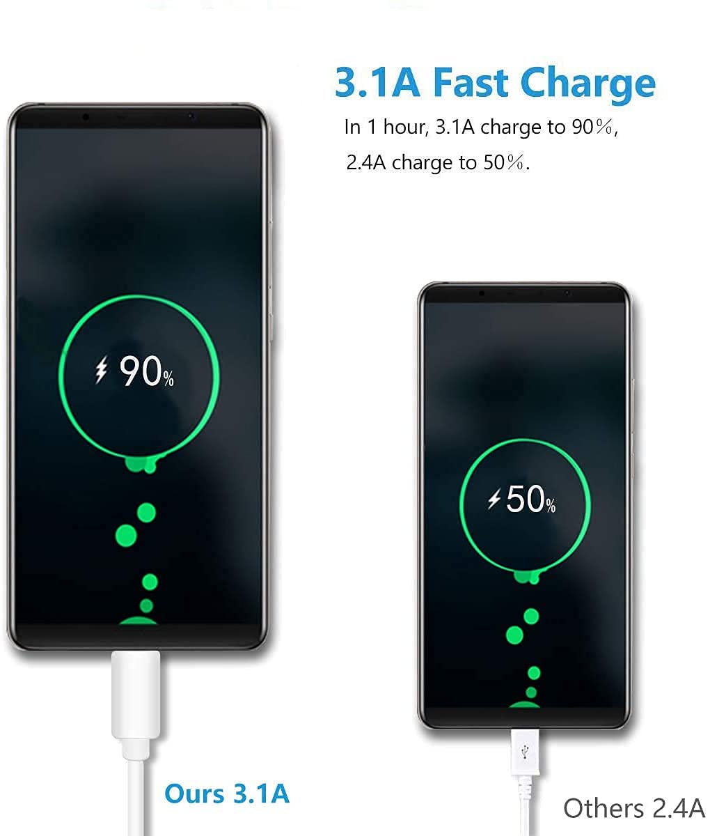 USB Type C to USB-A Cable | 3.1 Amp Quick Charge & Sync Data Cable | Dash Fast Charging – SA8 USB-WHITE (White) - Flymaster Shop