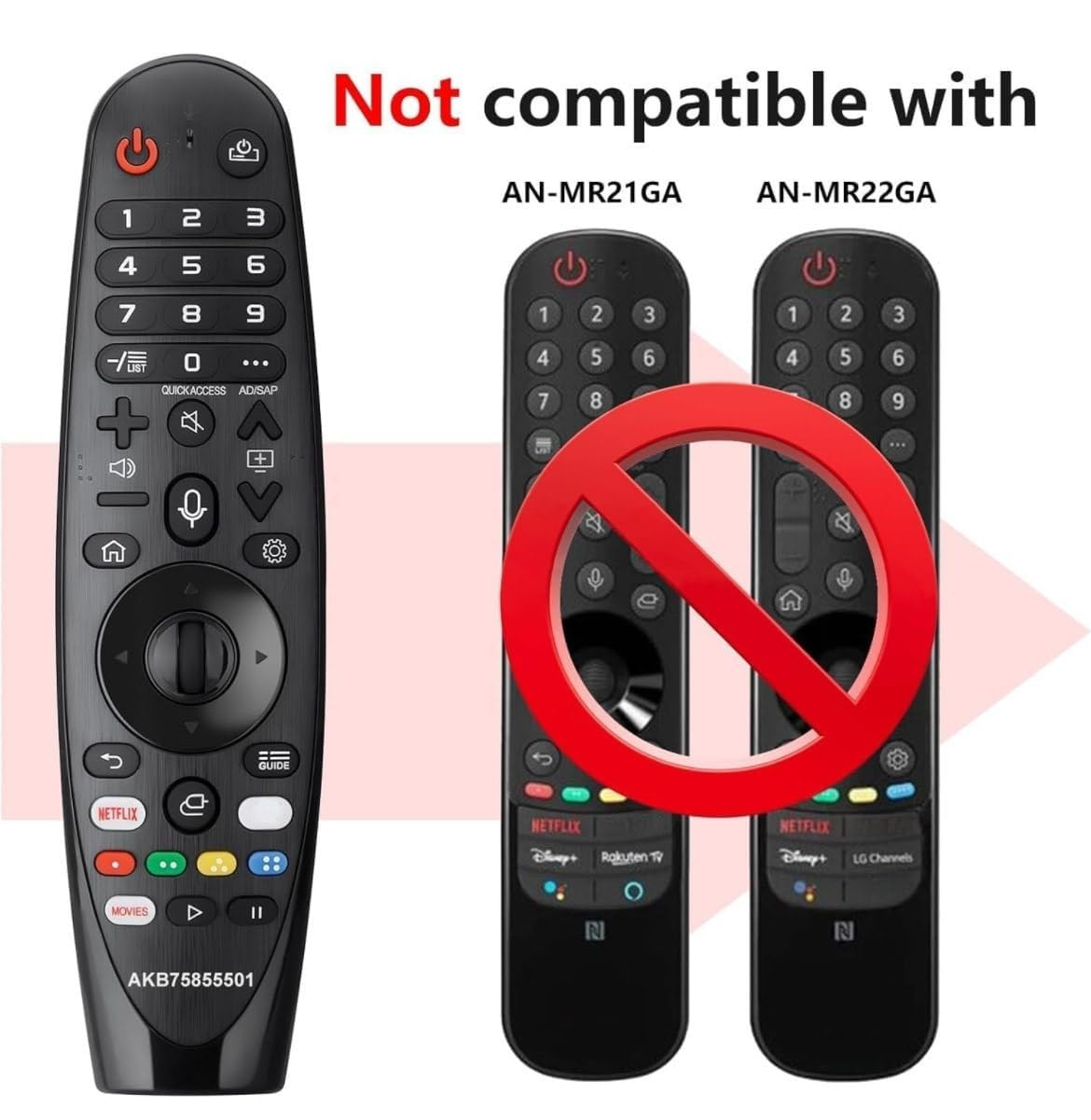 Voice Magic Remote AKB75855501 for LG Smart TV – Replacement for AN-MR20GA MR19BA MR18BA MR650A with Pointer & Hotkeys (Netflix, Prime Video, Movies) - Flymaster Shop
