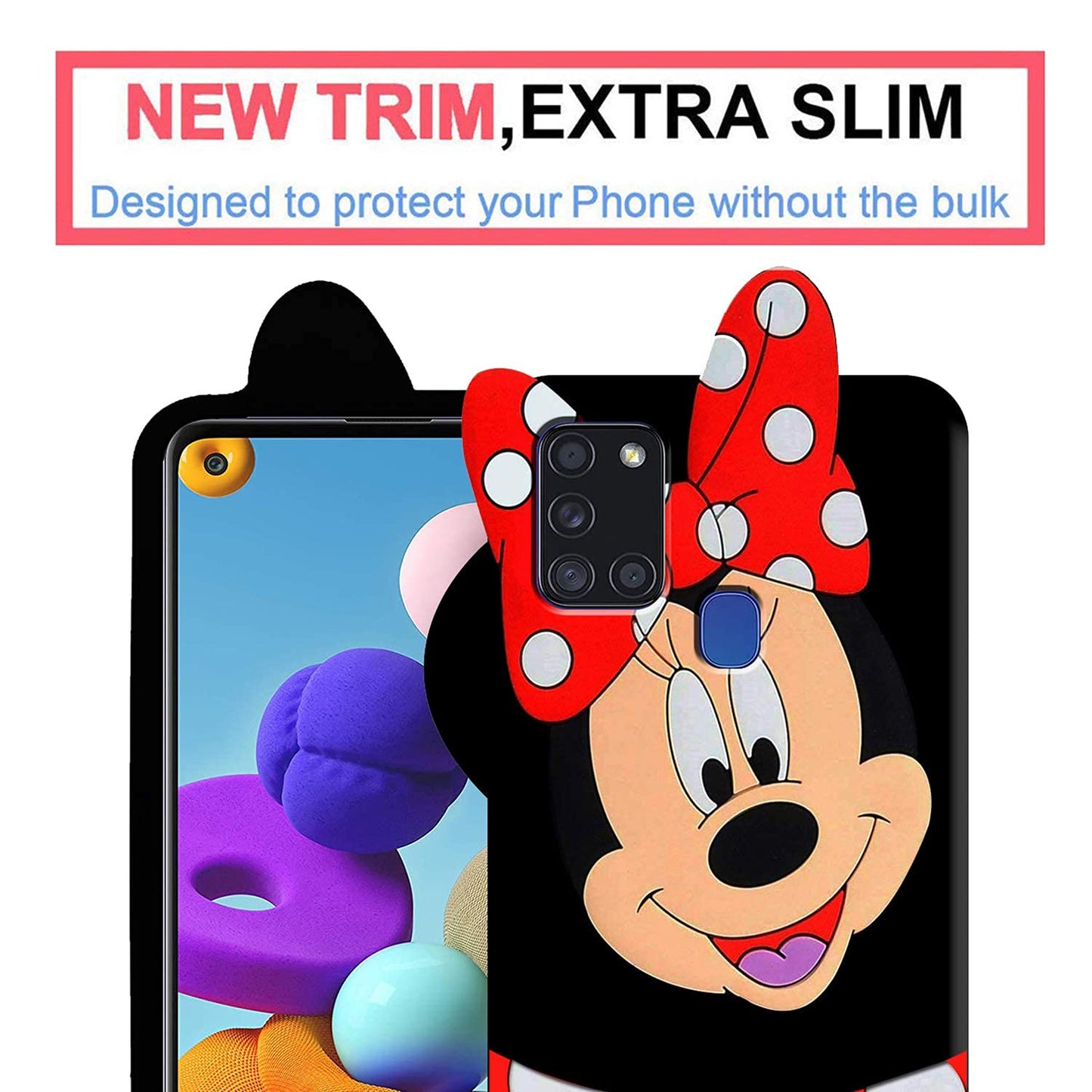 Mickey Mouse Case Cover for Redmi 10I -|3D Cute Printed | Soft Silicone Rubber Back Cover Compatible with MI 10i (Black)
