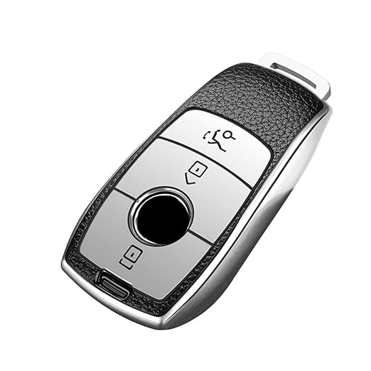 Designed for Benz E Series Smart Key | Car Accessories |  Provides Protection and Personal Style with Silver Cover