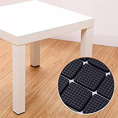18Pc Self Adhesive Black Square Soft EVA Like Rubber Furniture Protection Non Slip Anti Skid Scratch Proof Buffer Bumper Floor Noise Insulation Bush Leg Pads Guards - Flymaster Shop