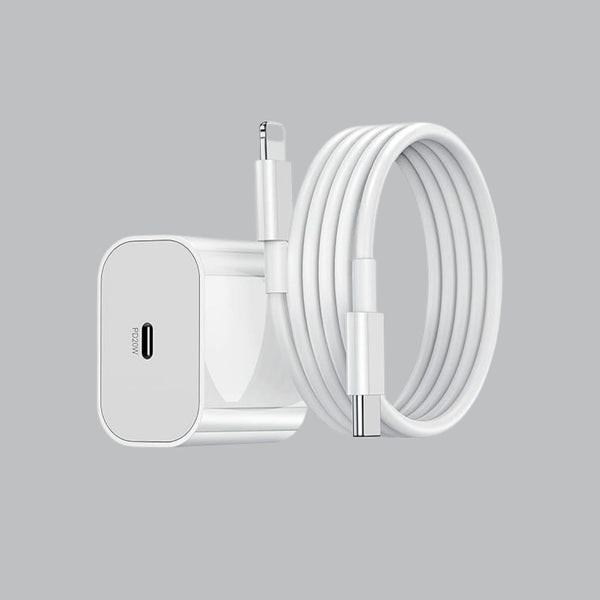 20W MFi-Certified Fast Charger & Cable for iPhone 14/13/12/11/X/XR Series – White