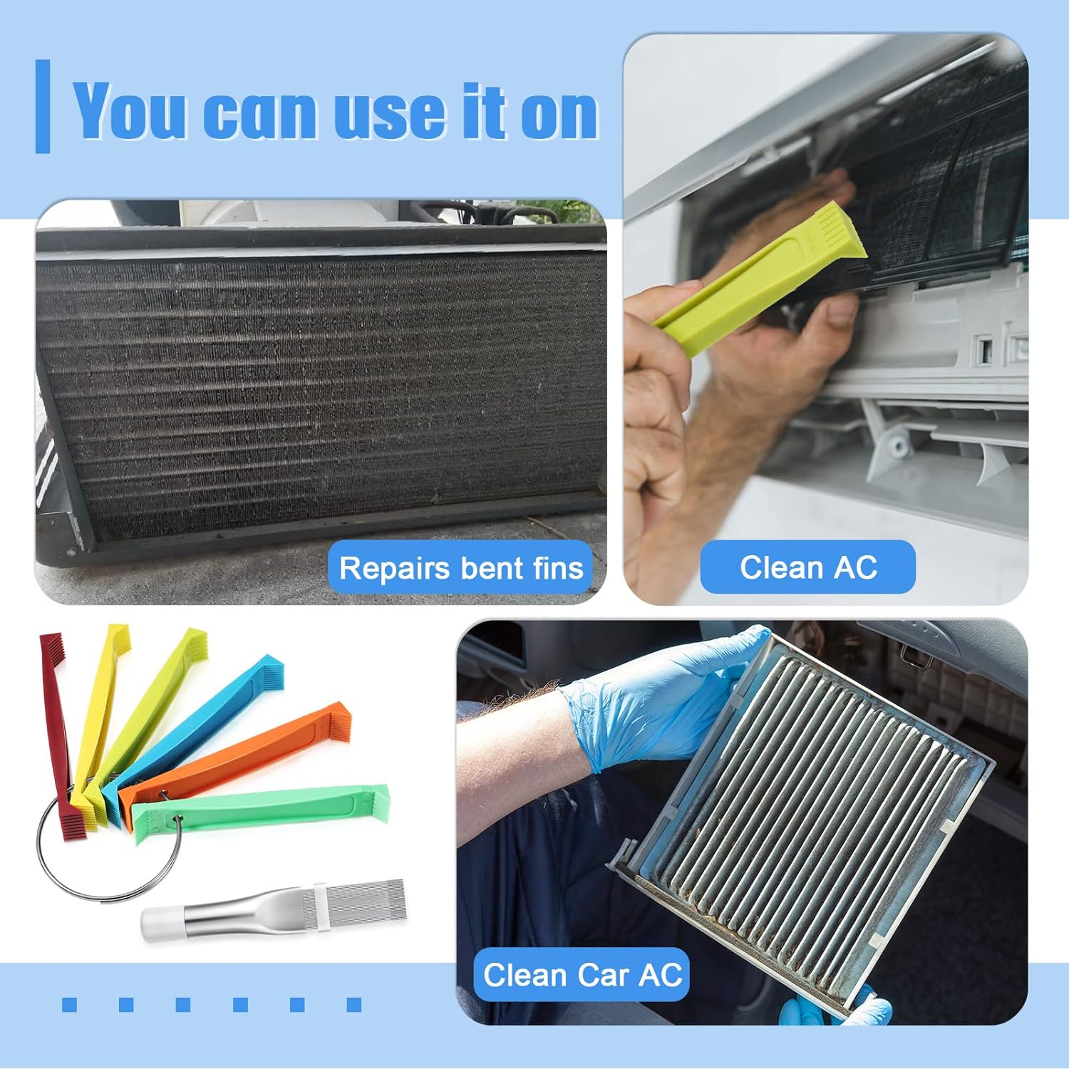 2 - Piece Fin Comb Set – AC Condenser Coil Straightener Tool Kit for Radiator & Evaporator Cleaning (FCR6 + Stainless Steel) - Flymaster ShopFlymaster ShopB09QM61LSC