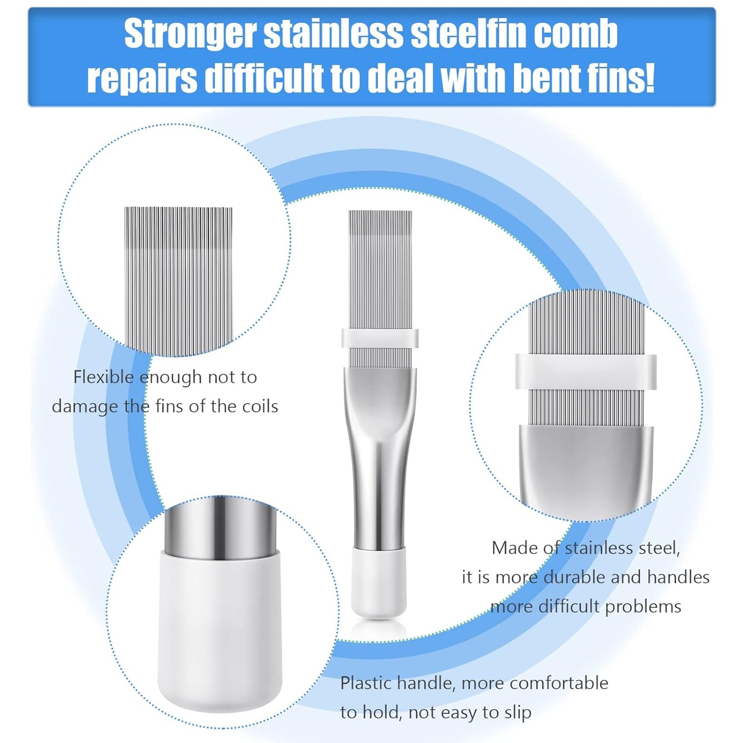 2 - Piece Fin Comb Set – AC Condenser Coil Straightener Tool Kit for Radiator & Evaporator Cleaning (FCR6 + Stainless Steel) - Flymaster ShopFlymaster ShopB09QM61LSC