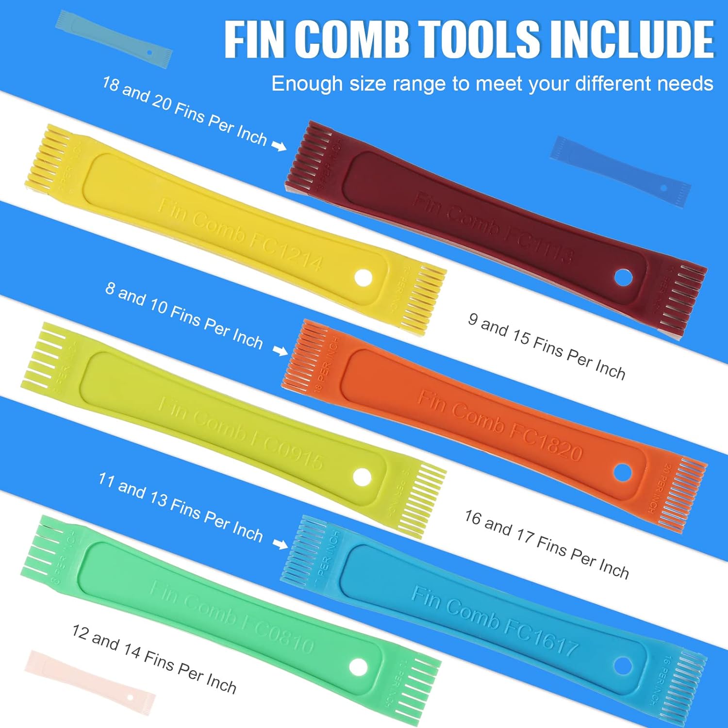 2 - Piece Fin Comb Set – AC Condenser Coil Straightener Tool Kit for Radiator & Evaporator Cleaning (FCR6 + Stainless Steel) - Flymaster ShopFlymaster ShopB09QM61LSC