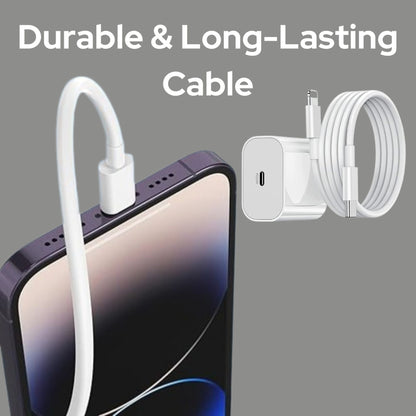 20W MFi-Certified Fast Charger & Cable for iPhone 14/13/12/11/X/XR Series – White - Flymaster Shop