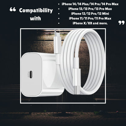 20W MFi-Certified Fast Charger & Cable for iPhone 14/13/12/11/X/XR Series – White - Flymaster Shop