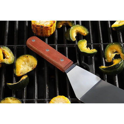 Baskety Metal Spatula Set | BBQ & Grilling Accessories | Commercial Grade Stainless Steel Utensil with Griddle Scraper, Pancake Flipper, and Hamburger Turner for Flat Top Grill - Small F