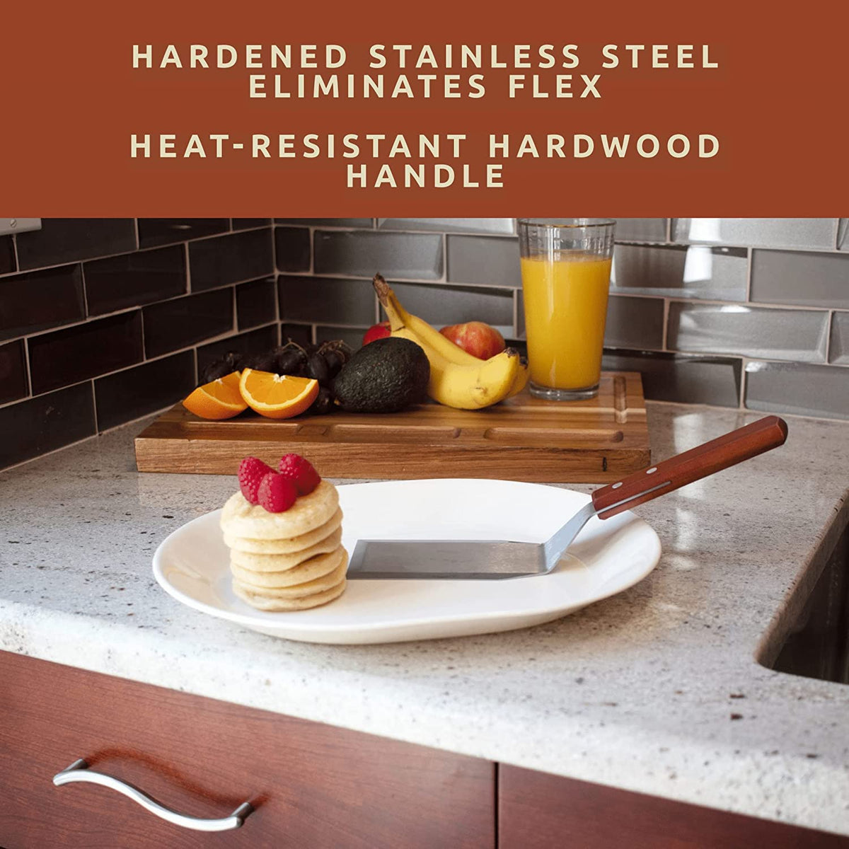 Baskety Metal Spatula Set | BBQ & Grilling Accessories | Commercial Grade Stainless Steel Utensil with Griddle Scraper, Pancake Flipper, and Hamburger Turner for Flat Top Grill - Small F