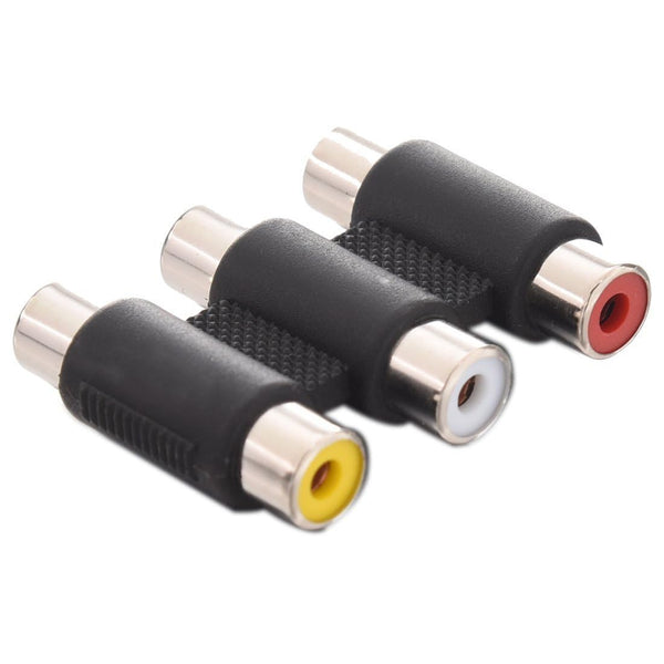 AV Audio Video | Electronics Accessories |  Allows for Easy Coupling of 3 RCA Female Connectors - Pack of 2