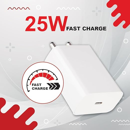25W Type C Port Wall Charger Adaptor | Mobile Chargers | Apple iPhone iOS/Android -Type-C Devices | with Travel Compatibility & White Finish - Flymaster Shop