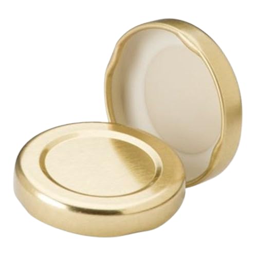6 Pieces, 42mm, Gold - | Lug Cap, Easy to Open and Reseal Tin Caps & Lids | Glass Jars