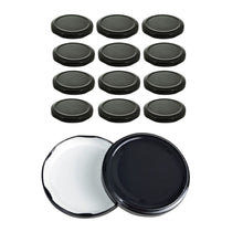 Glass Jars Air-Tight Black Metal Caps – Stylish Storage for Pantry, Spices, and More (82mm), Metal Lid for Glass jar/Bottles.