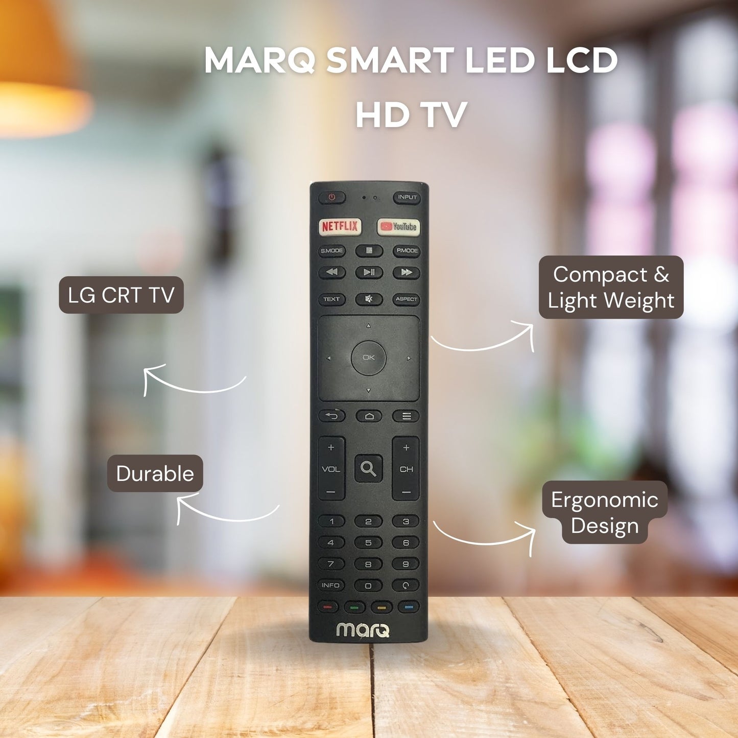 MARQ Smart LED/LCD TV Remote | Convenient Netflix & YouTube Control Functions.