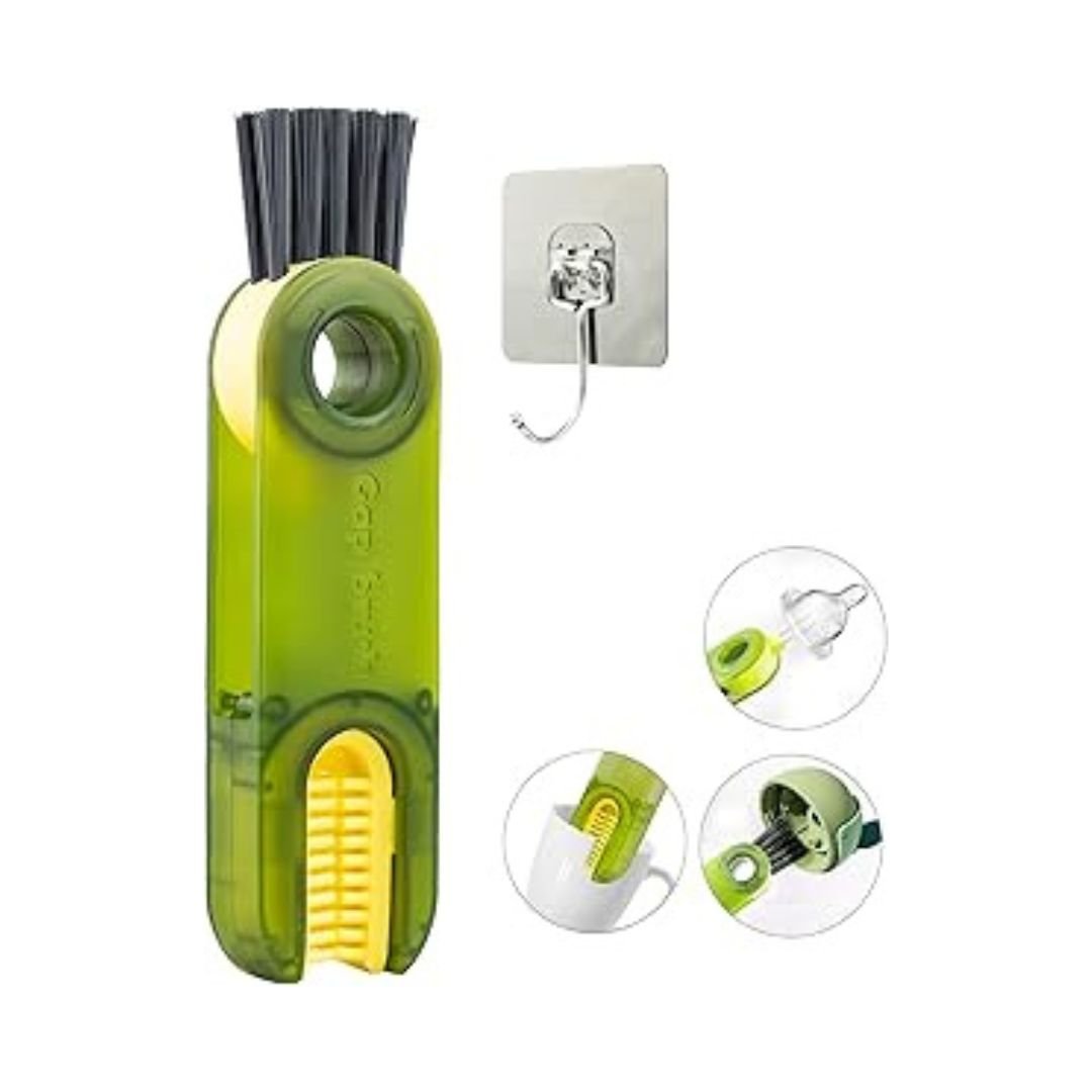 3-in-1 Multifunctional Cleaning Brush – Bottle, Lid & Kitchen Gap Cleaner | Pack of 2 (Multicolor) - Flymaster Shop